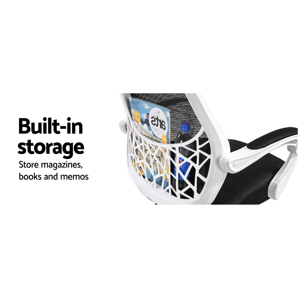 Artiss Mesh Office Chair Recliner Black White 6