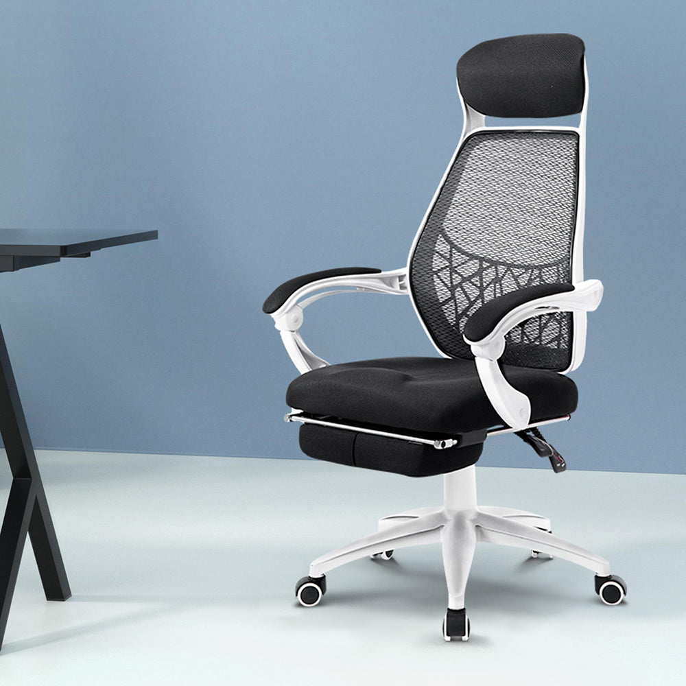 Artiss Mesh Office Chair Recliner Black White 7