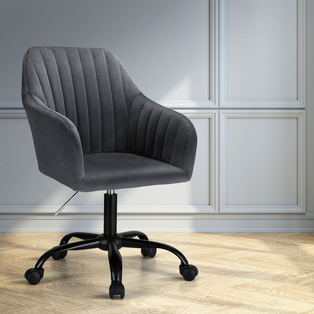Artiss Office Chair Velvet Seat Dark Grey 7