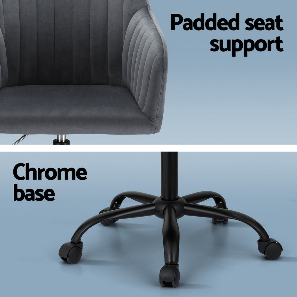 Artiss Office Chair Velvet Seat Dark Grey 6