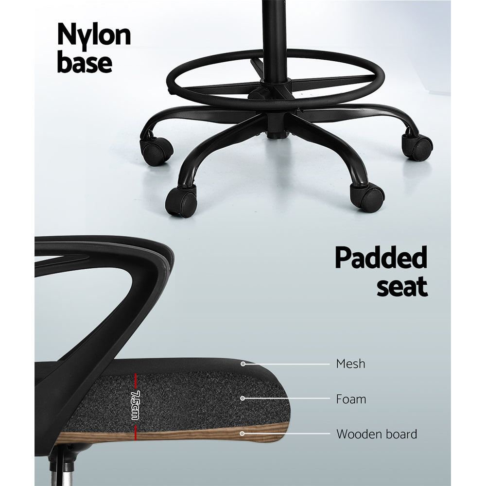 Artiss Office Chair Drafting Stool Computer Standing Desk Mesh Chairs Black 6