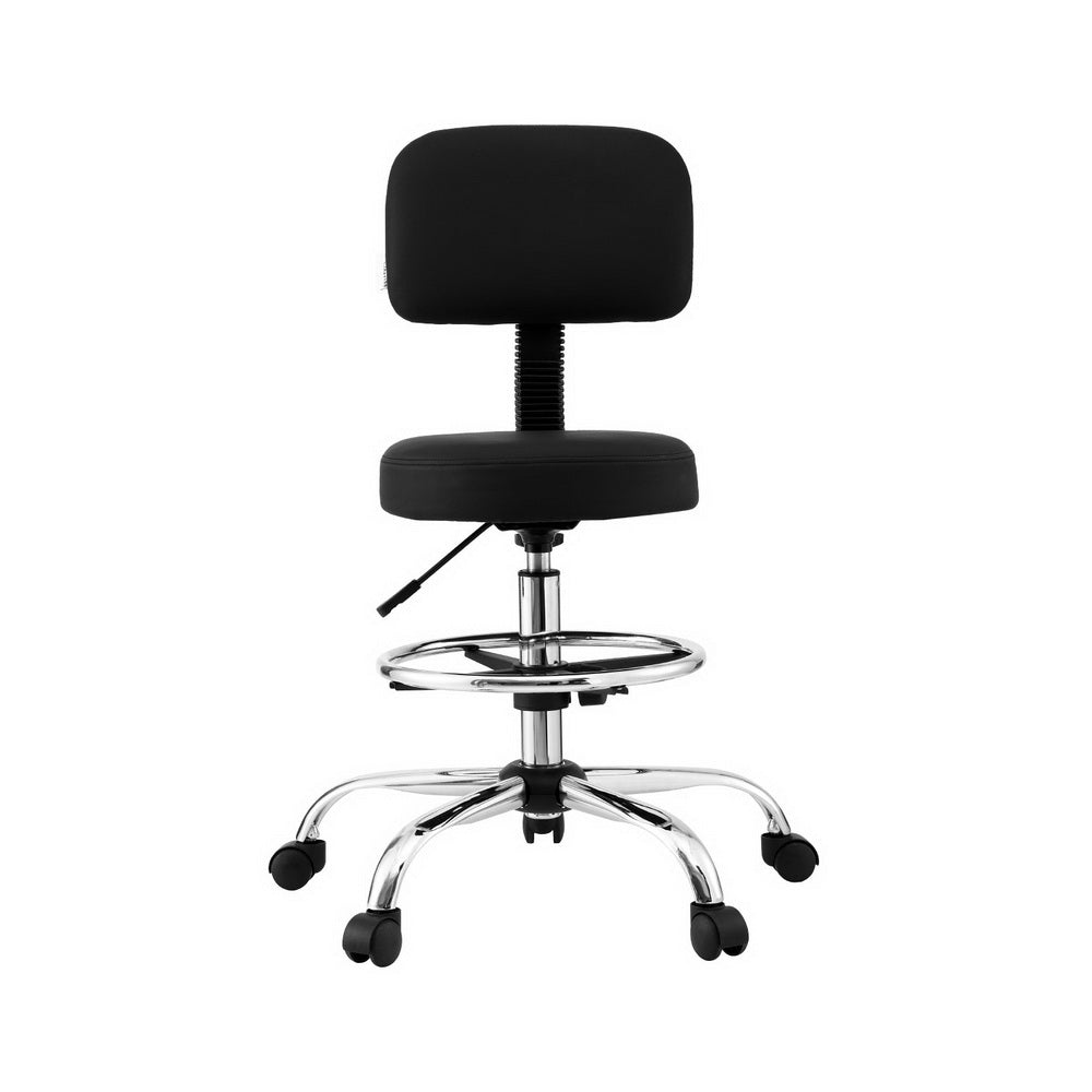 Artiss Office Chair Drafting Computer Standing Desk Chairs Ergonomic PU Black 3
