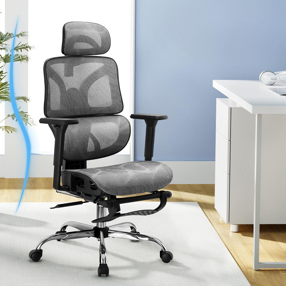 Artiss Ergonomic Office Chair Footrest Grey 7
