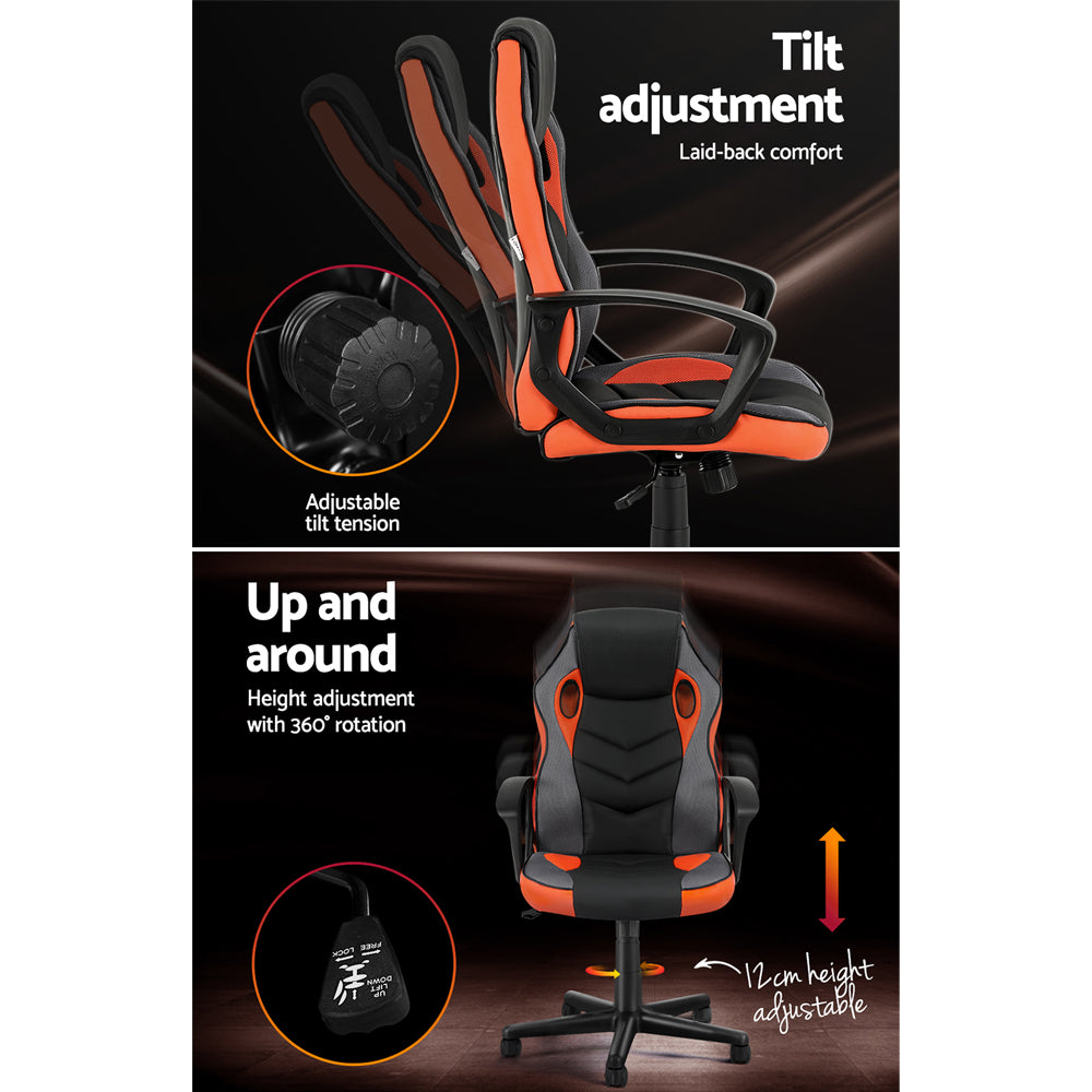 Artiss Gaming Office Chair Computer Executive Racing Chairs High Back Orange 5