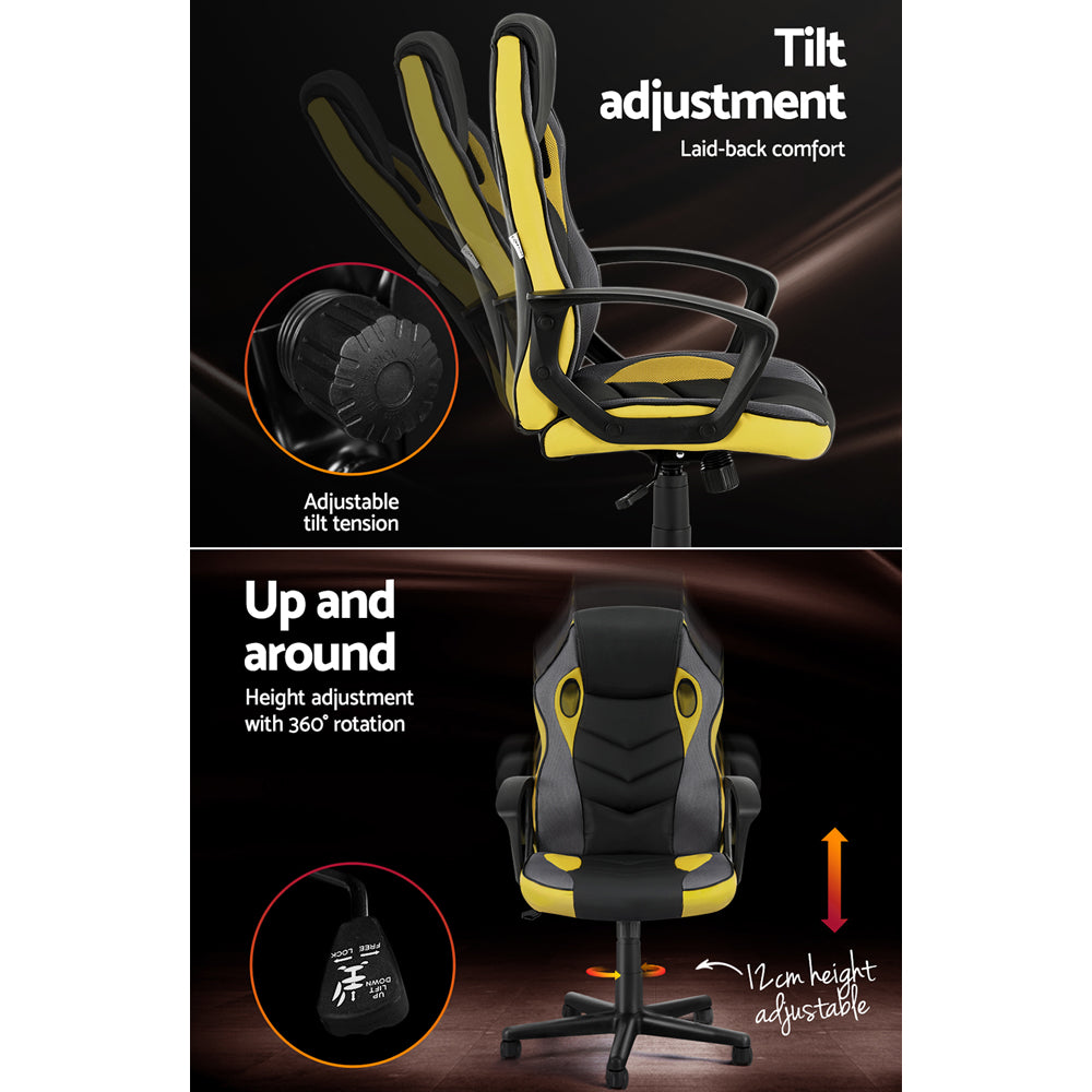 Artiss Gaming Office Chair Computer Executive Racing Chairs High Back Yellow 5