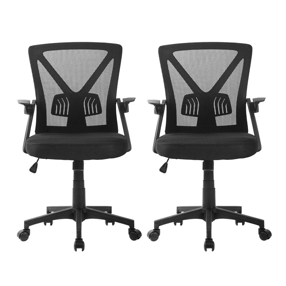 Artiss 2x Mesh Office Chair Mid Back Black 3