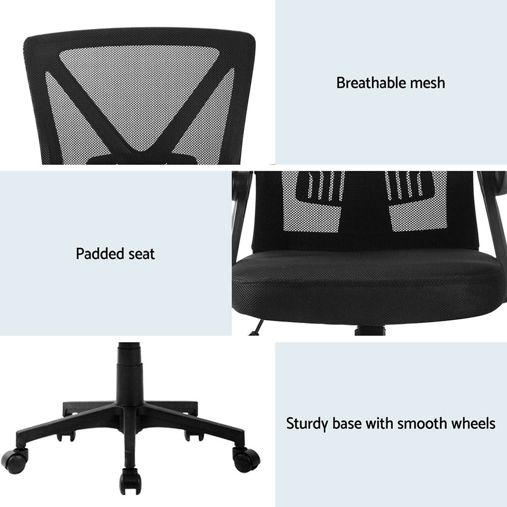 Artiss 2x Mesh Office Chair Mid Back Black 6