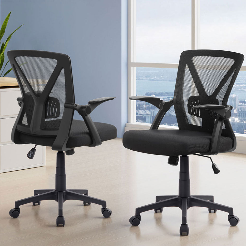 Artiss 2x Mesh Office Chair Mid Back Black 7