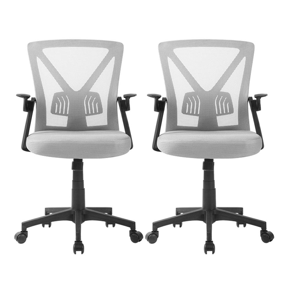 Artiss 2x Mesh Office Chair Mid Back Grey 3