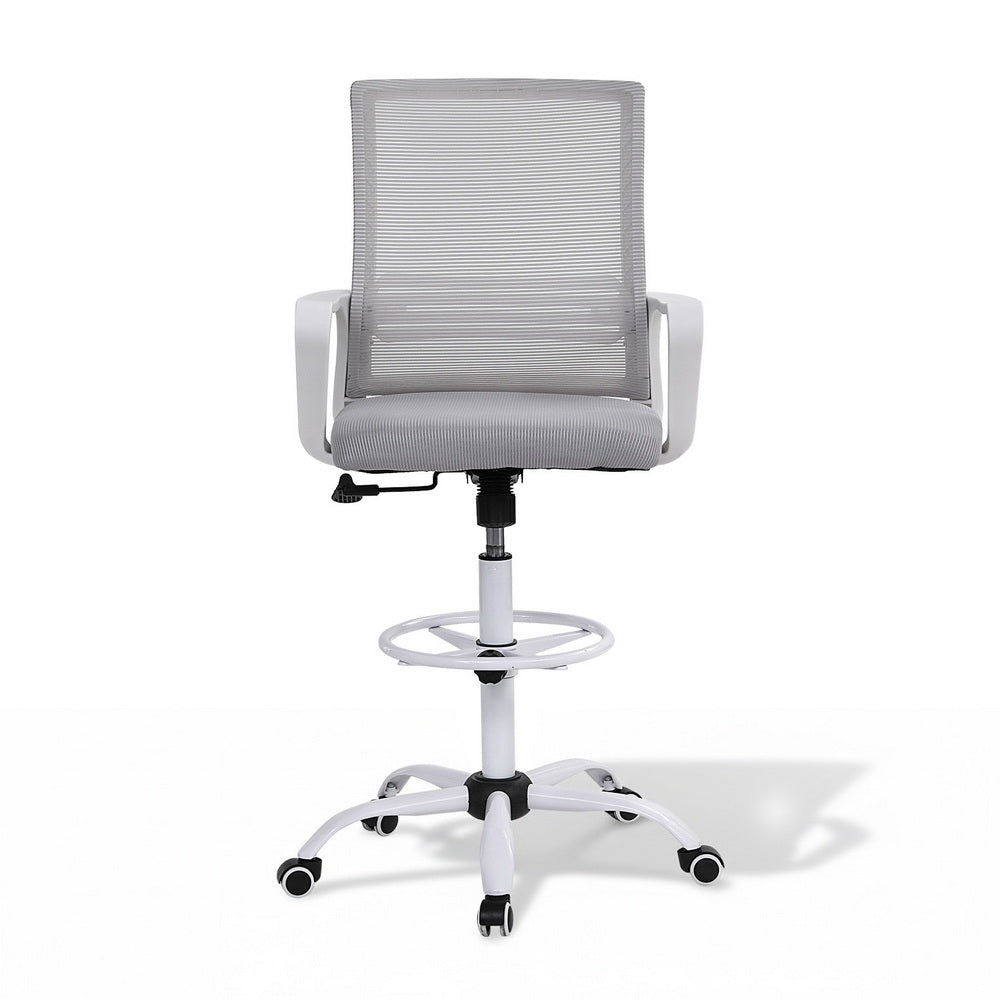 Artiss Office Chair Drafting Chairs Stool Computer Desk Studios Mesh White 3