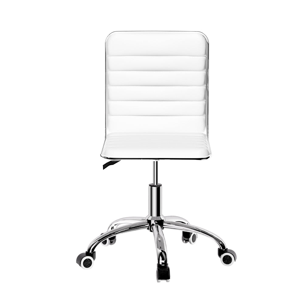 Artiss Office Chair Conference Chairs PU Leather Low Back White 3