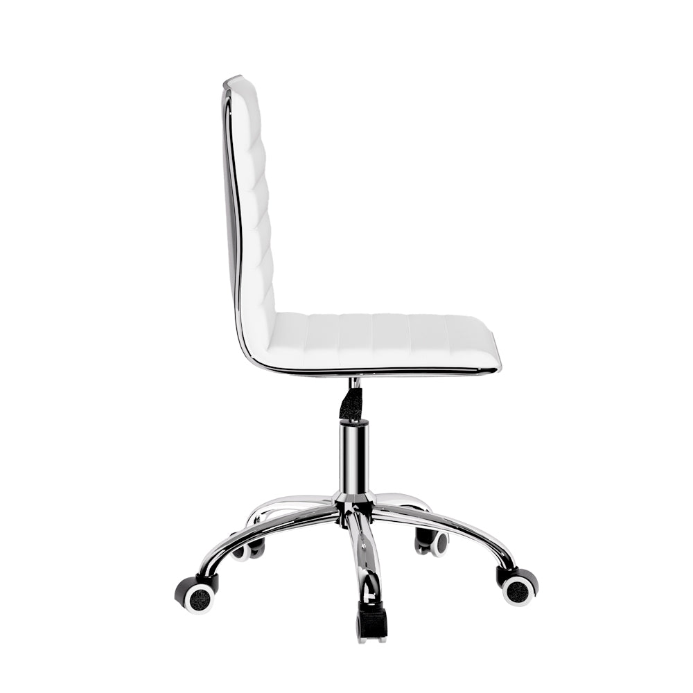 Artiss Office Chair Conference Chairs PU Leather Low Back White 4