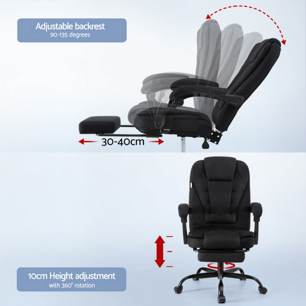 Artiss Office Chair Executive Fabric Seat Racing Computer Desk Chairs Footrest 5