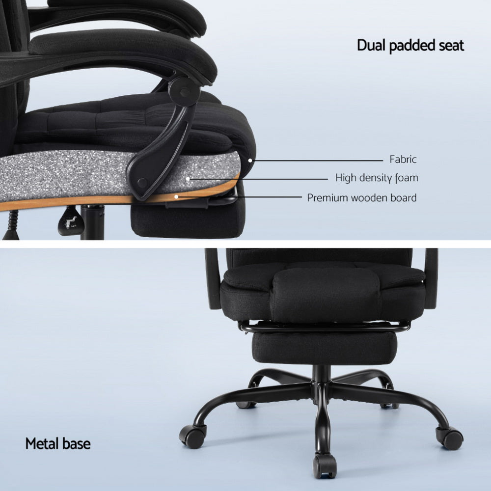 Artiss Office Chair Executive Fabric Seat Racing Computer Desk Chairs Footrest 6