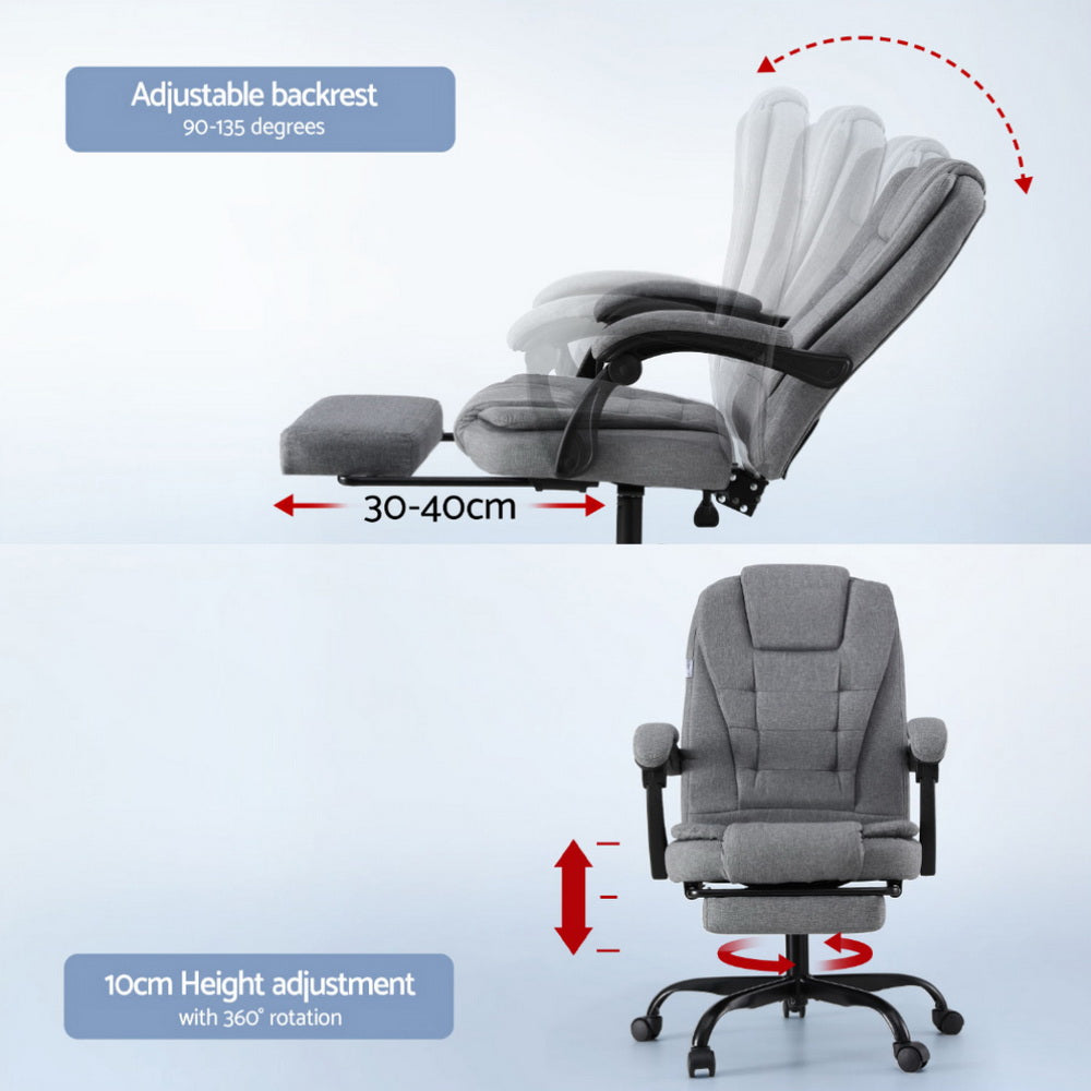 Artiss Office Chair Executive Fabric Seat Racing Computer Desk Chairs Footrest 5