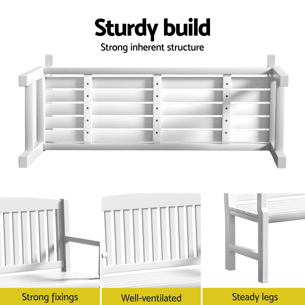 Gardeon Outdoor Garden Bench Wooden 2 Seater Lounge Chair Patio Furniture White 5