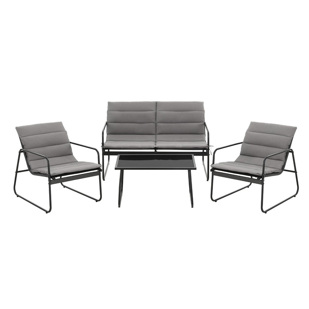 Gardeon 4PCS Outdoor Sofa Set Table and Chairs Cushion textilene Patio Furniture 3