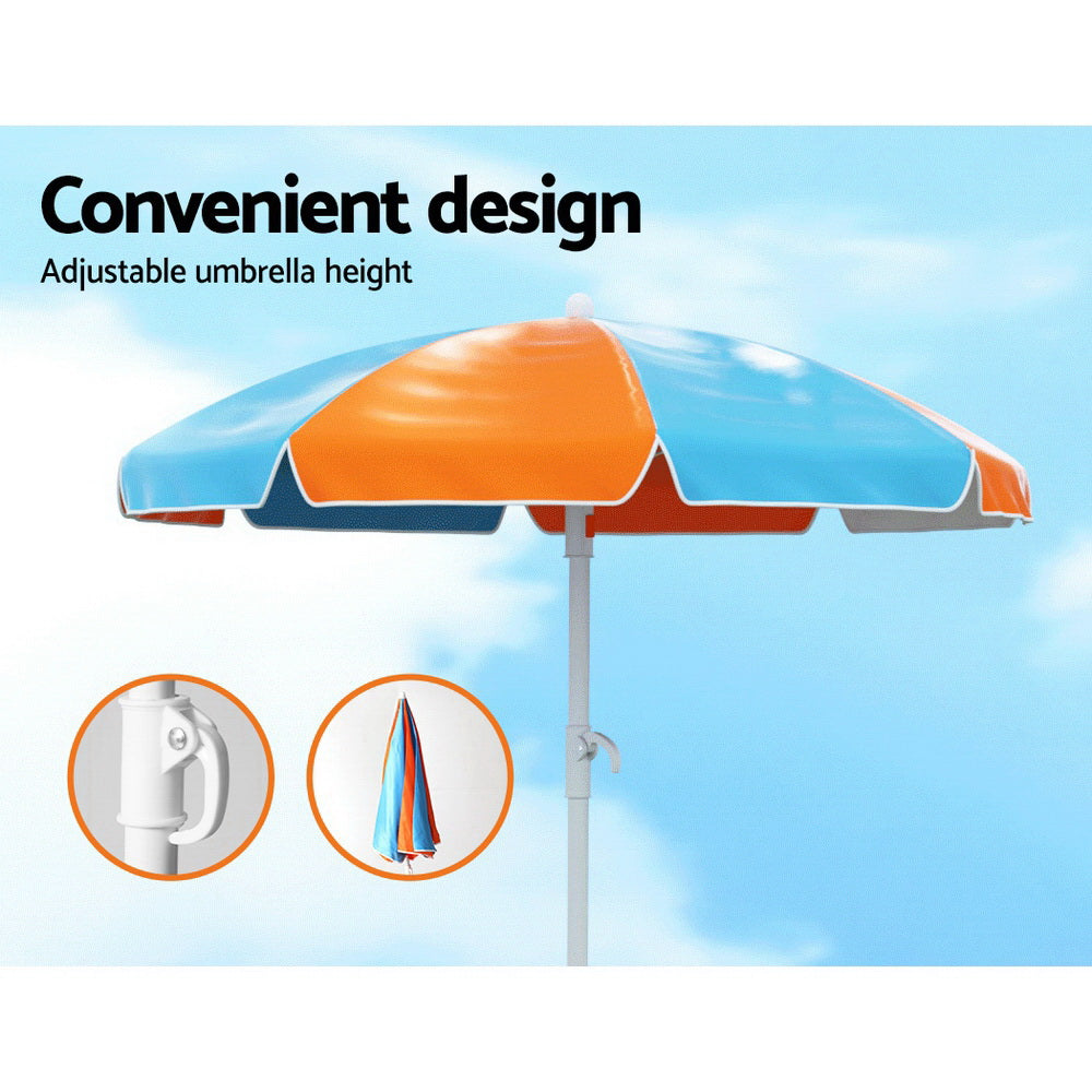 Keezi Kids Outdoor Table and Chairs Picnic Bench Umbrella Set Water Sand Pit Box 6