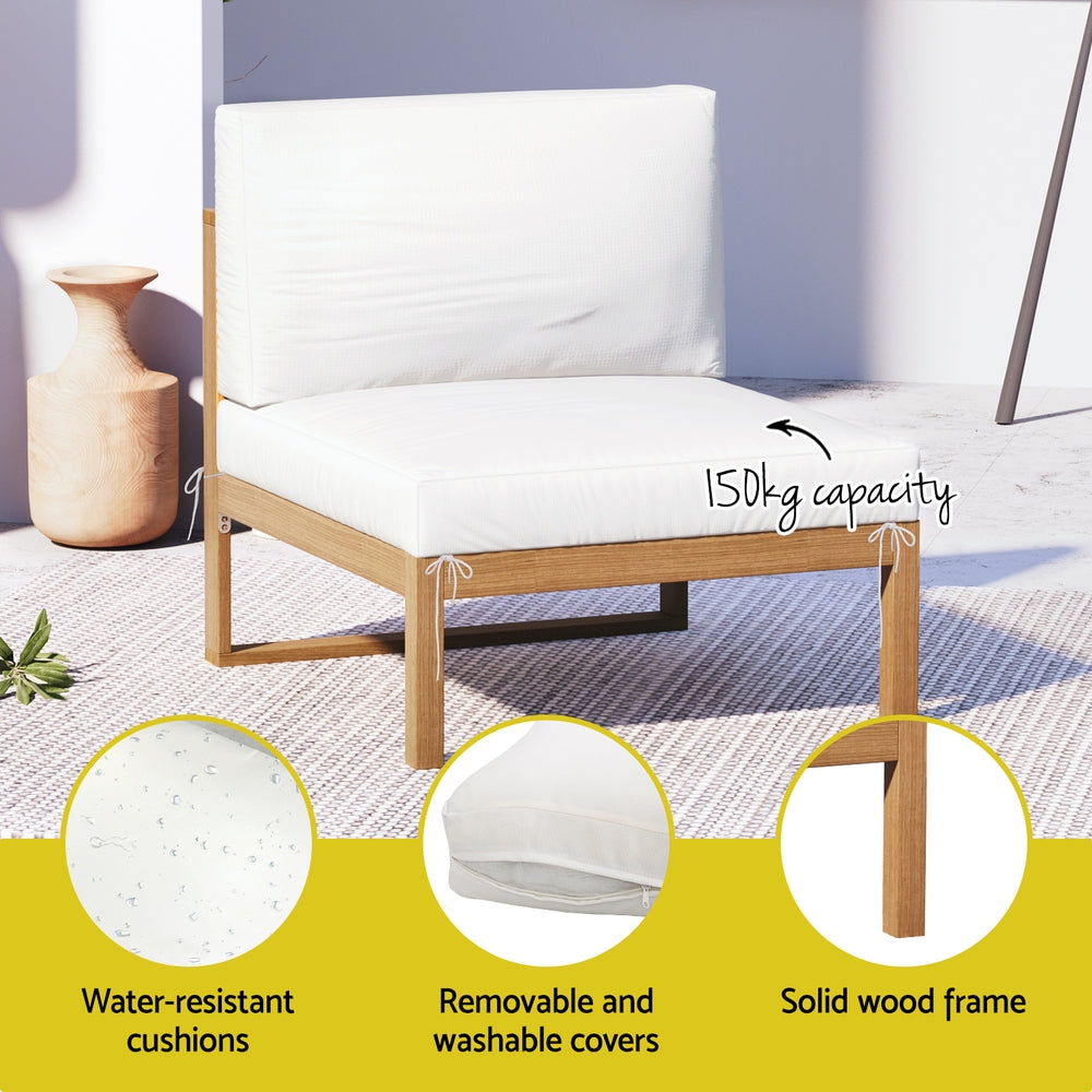 Gardeon 4-Seater Outdoor Sofa Set Wooden Lounge Setting 5PCS 5