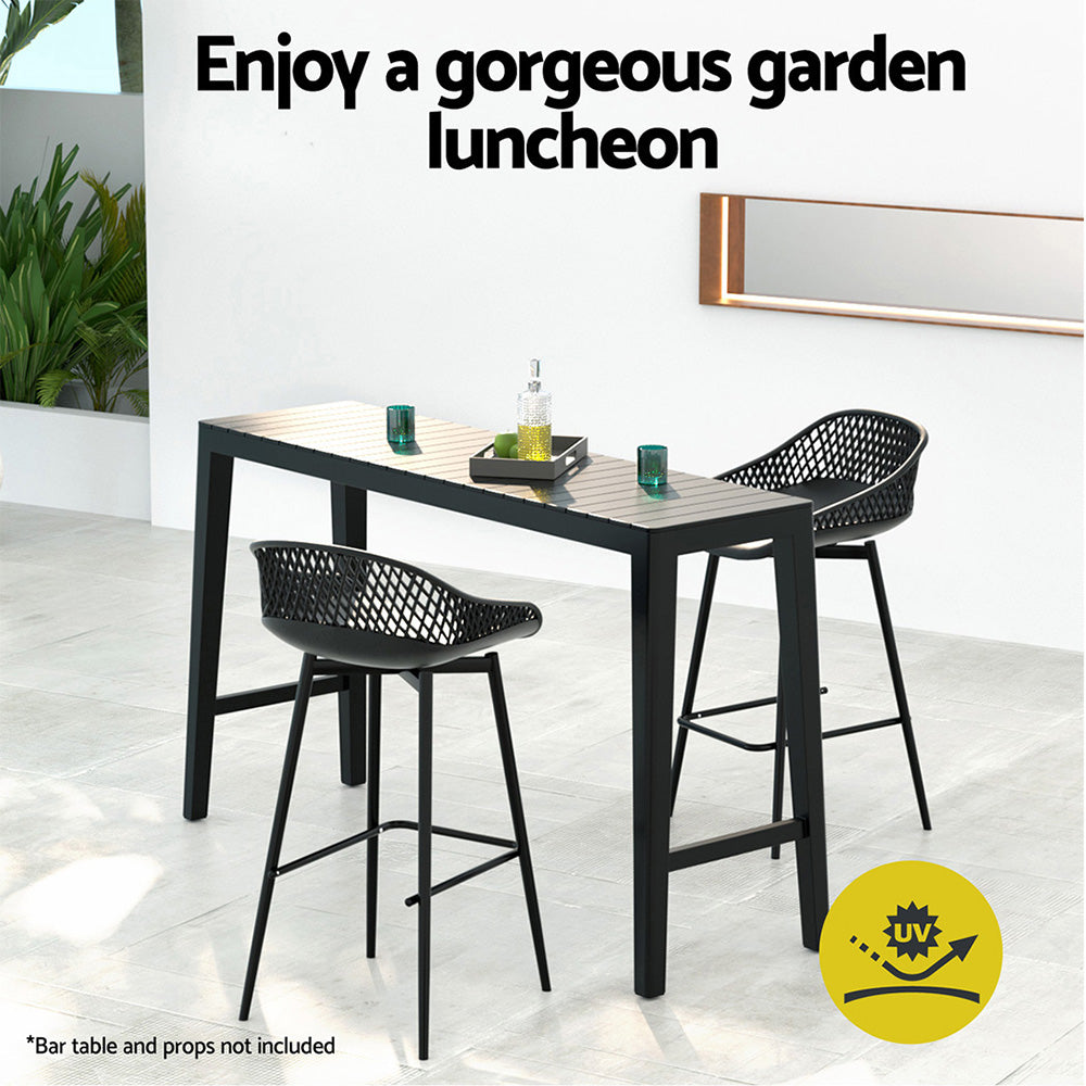 Gardeon 2x Outdoor Bar Stools Plastic Black 4