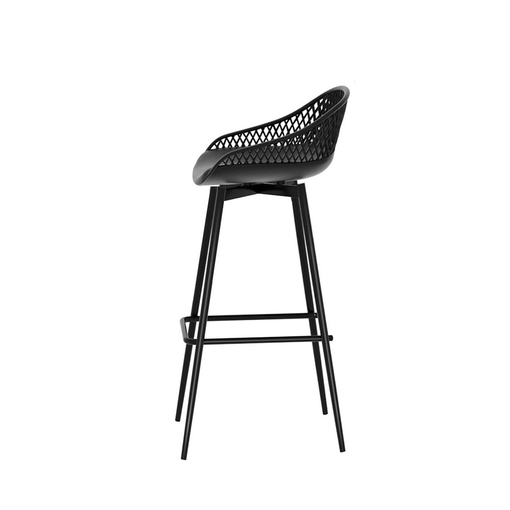 Gardeon 4x Outdoor Bar Stools Plastic Black 4
