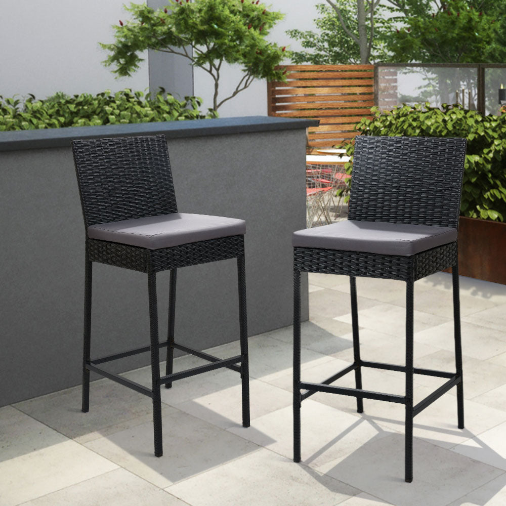 Gardeon 2-Piece Outdoor Bar Stools Dining Chair Bar Stools Rattan Furniture 8