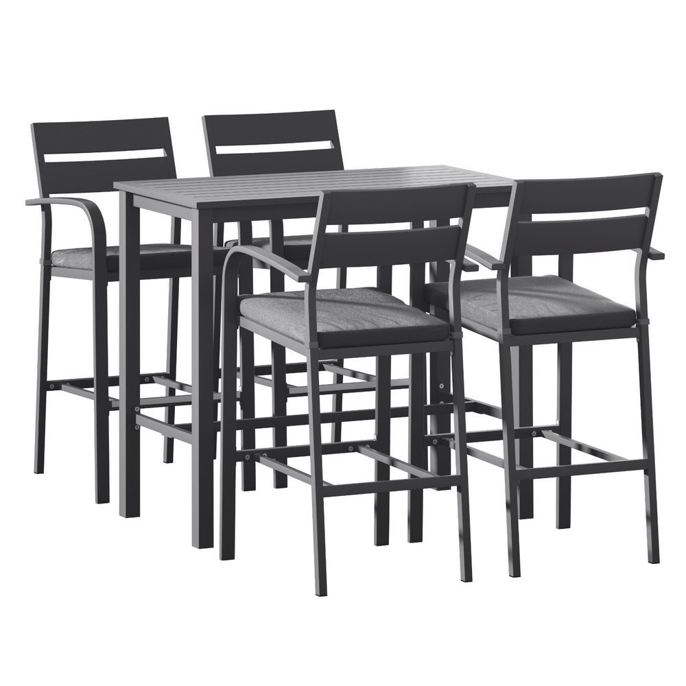 Gardeon Outdoor Bar Set 5-Piece Patio Dining Chairs Aluminium Table Stools 3