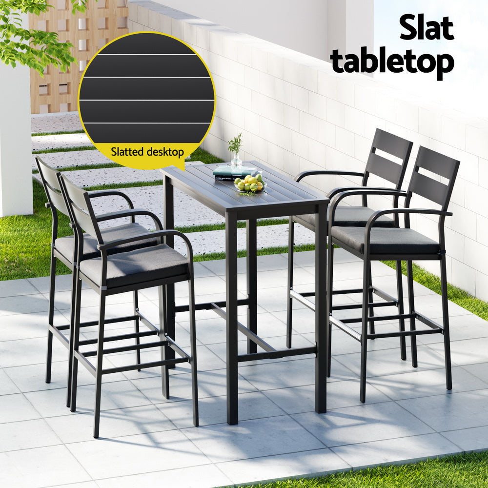 Gardeon Outdoor Bar Set 5-Piece Patio Dining Chairs Aluminium Table Stools 6