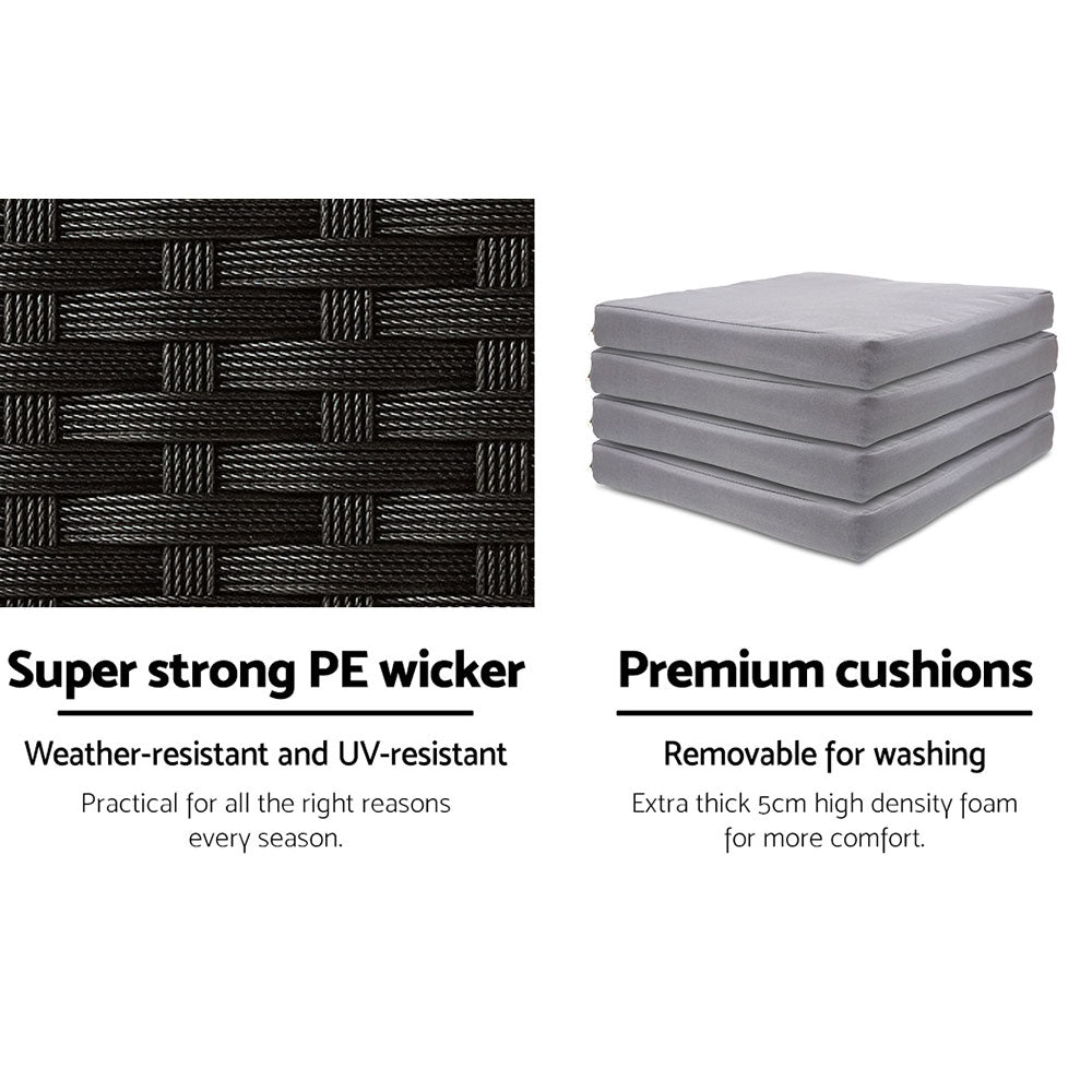 Gardeon 5-Piece Outdoor Bar Set Patio Dining Chairs Wicker Table Stools 7