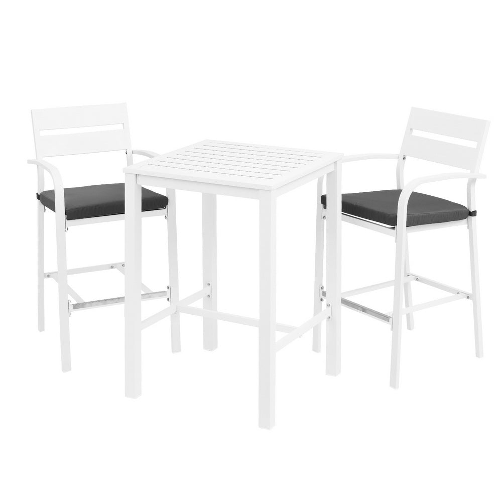 Gardeon Outdoor Bar Set Stools 3-Piece Dining Chairs Table Patio Aluminium Bistro Set 3