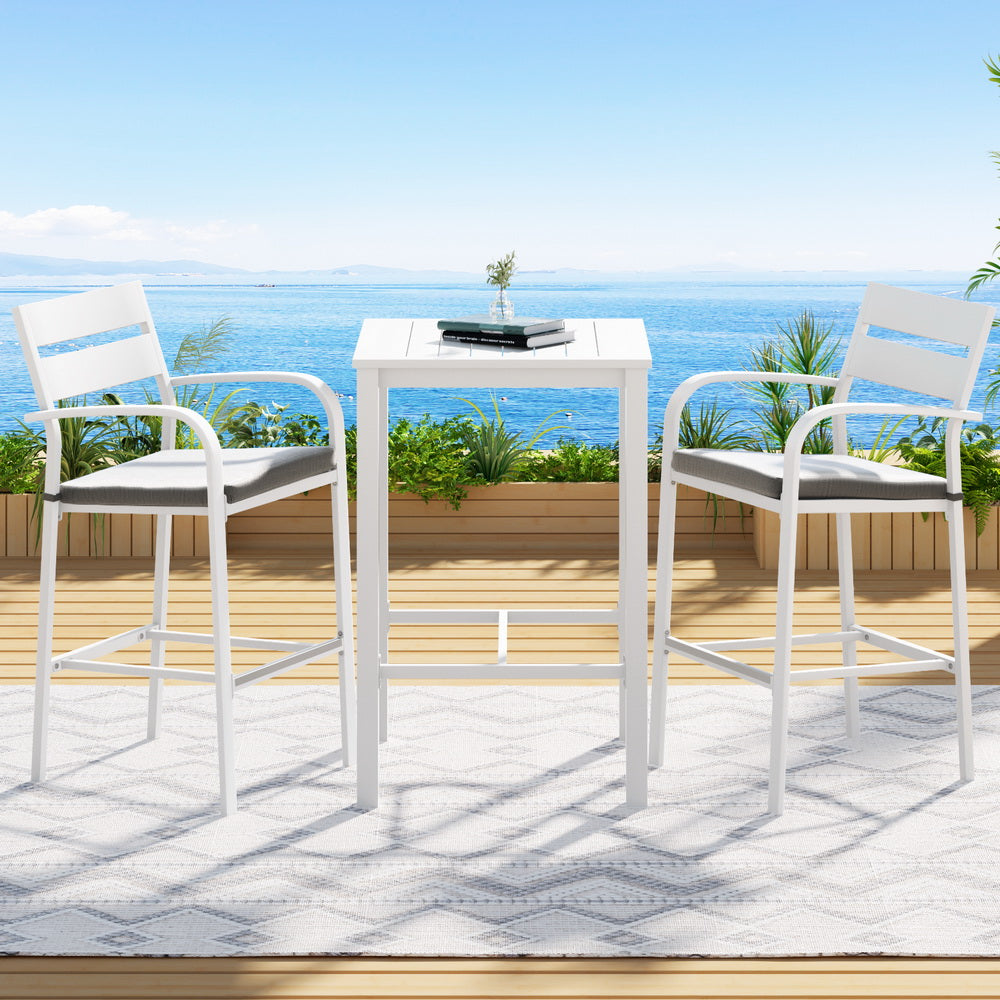 Gardeon Outdoor Bar Set Stools 3-Piece Dining Chairs Table Patio Aluminium Bistro Set 6