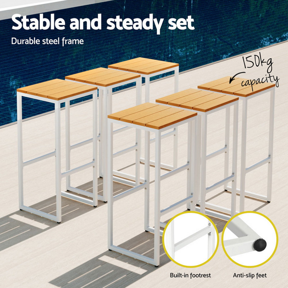 Gardeon 7-Piece Outdoor Bar Set Table Chairs Patio Bistro Set 6 Seater 6