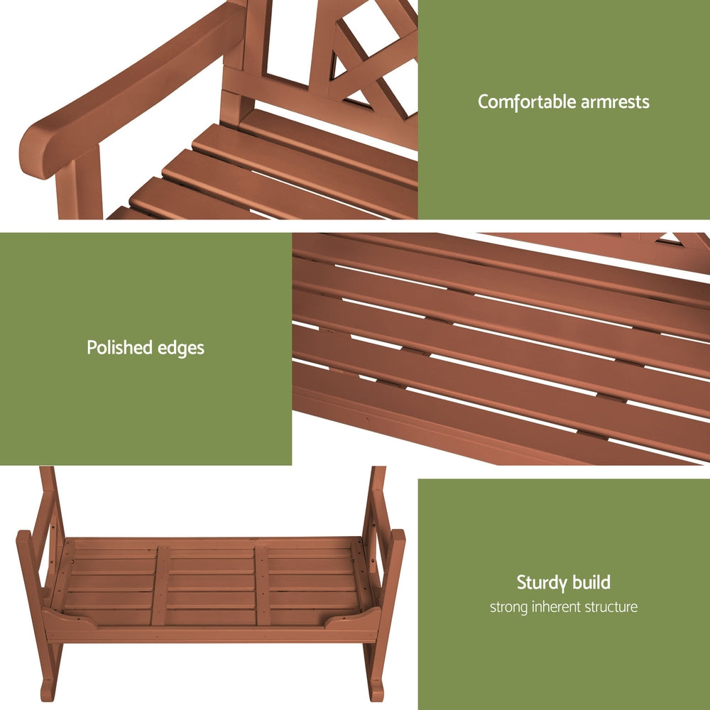 Gardeon Outdoor Garden Bench Wooden Chair 2 Seat Patio Furniture Lounge Natural 5