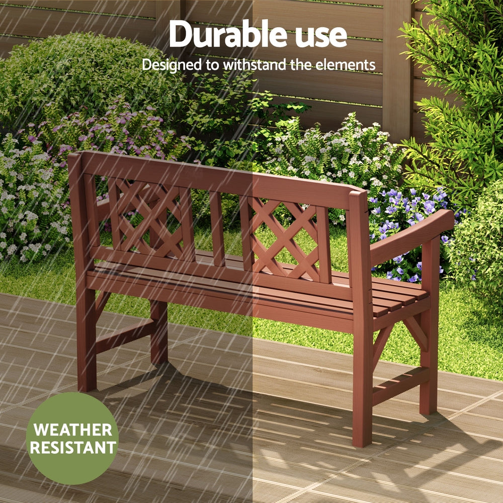 Gardeon Outdoor Garden Bench Wooden Chair 2 Seat Patio Furniture Lounge Natural 6