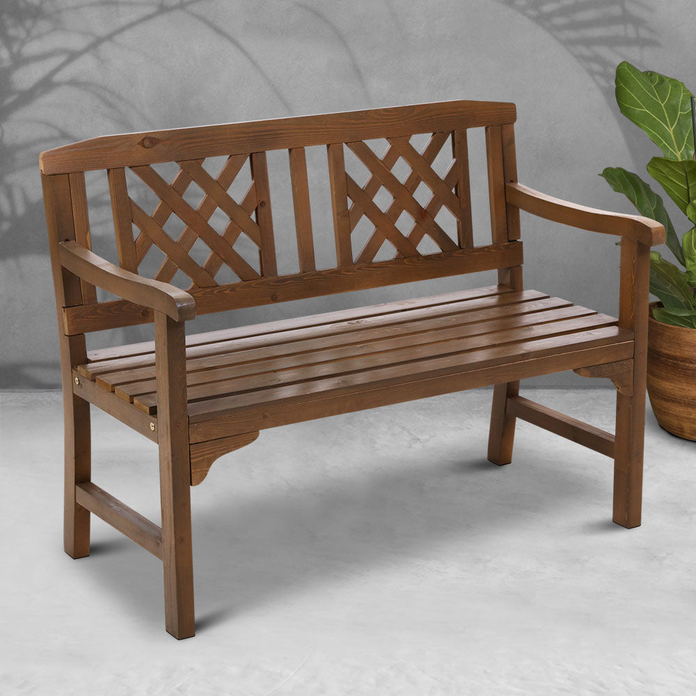 Gardeon Outdoor Garden Bench Wooden Chair 2 Seat Patio Furniture Lounge Natural 7