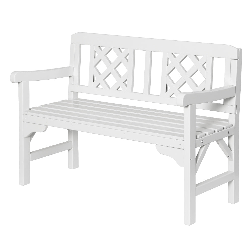 Gardeon Outdoor Garden Bench Wooden Chair 2 Seat Patio Furniture Lounge White 8