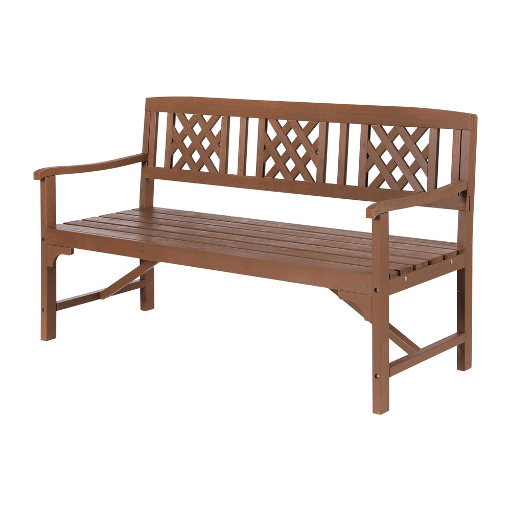 Gardeon Outdoor Garden Bench Wooden Chair 3 Seat Patio Furniture Lounge Natural 8