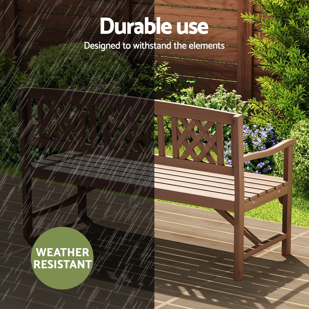 Gardeon Outdoor Garden Bench Wooden Chair 3 Seat Patio Furniture Lounge Natural 6