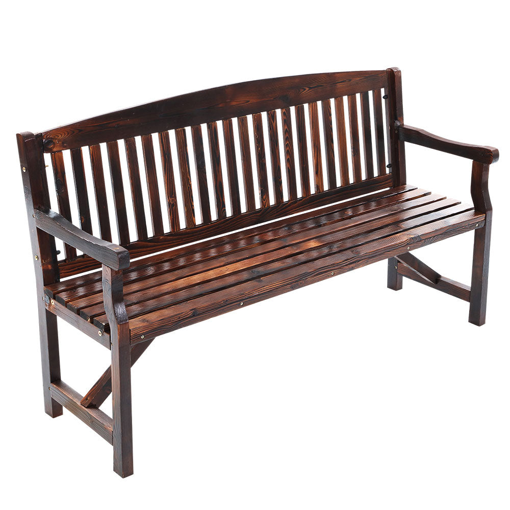 Gardeon 5FT Outdoor Garden Bench Wooden 3 Seat Chair Patio Furniture Charcoal 8