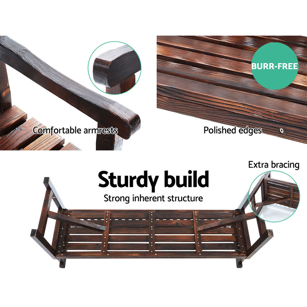 Gardeon 5FT Outdoor Garden Bench Wooden 3 Seat Chair Patio Furniture Charcoal 5