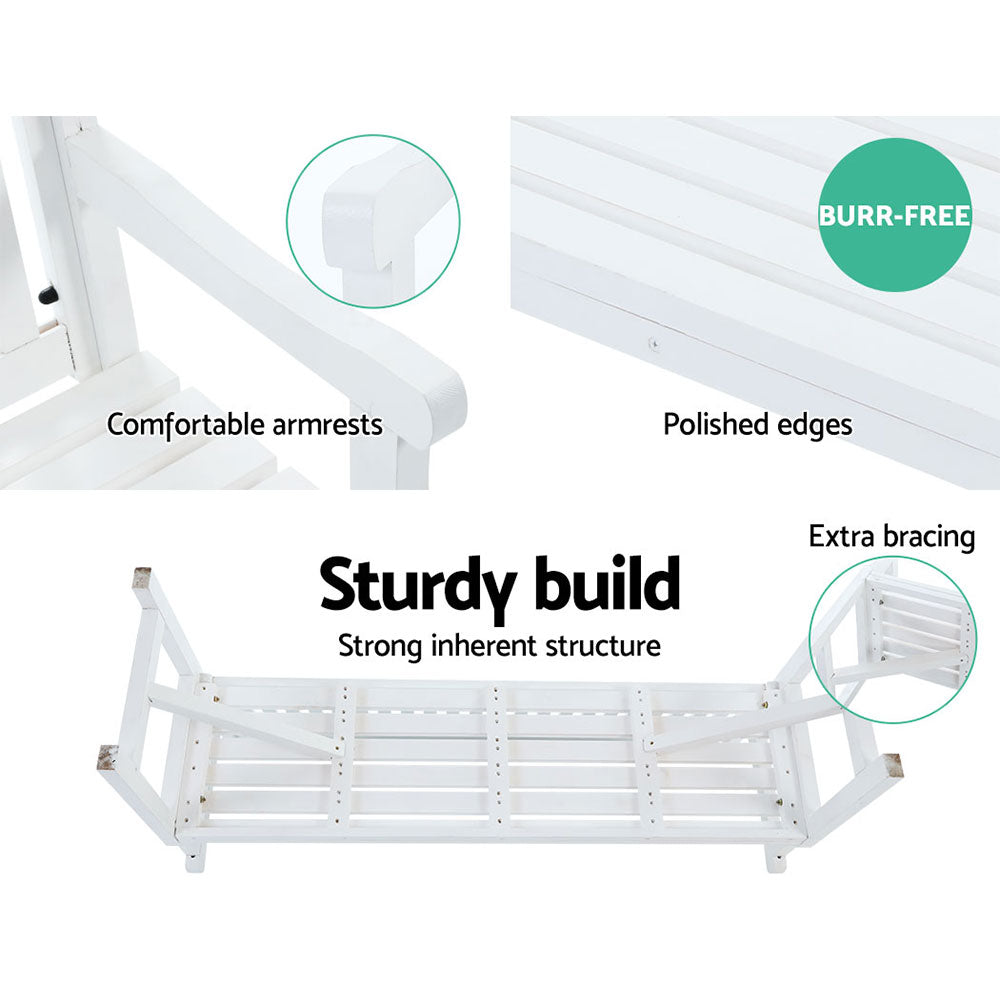 Gardeon 5FT Outdoor Garden Bench Wooden 3 Seat Chair Patio Furniture White 4