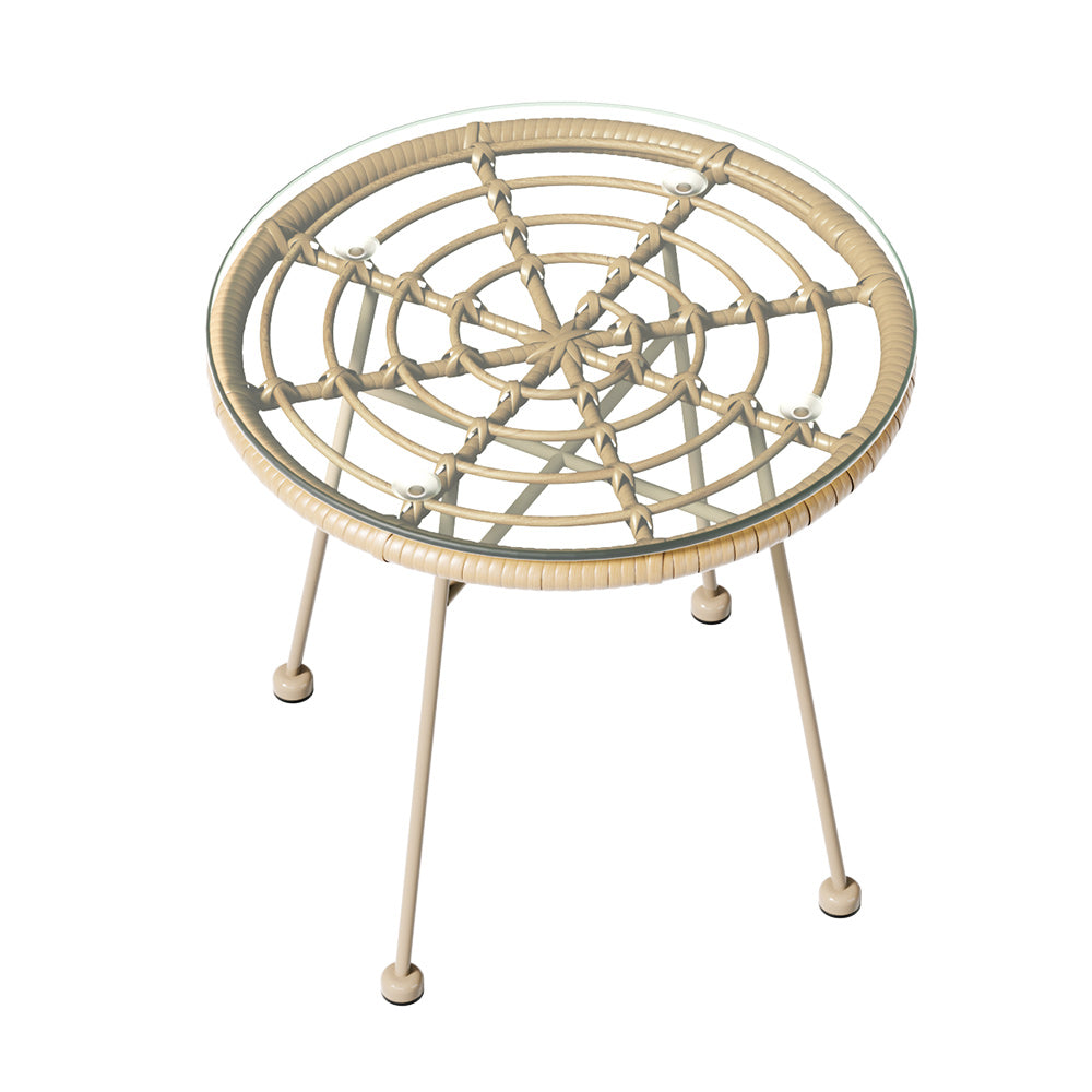 Gardeon 3PC Outdoor Bistro Set Patio Furniture Rope Setting Chairs Table Beige 3