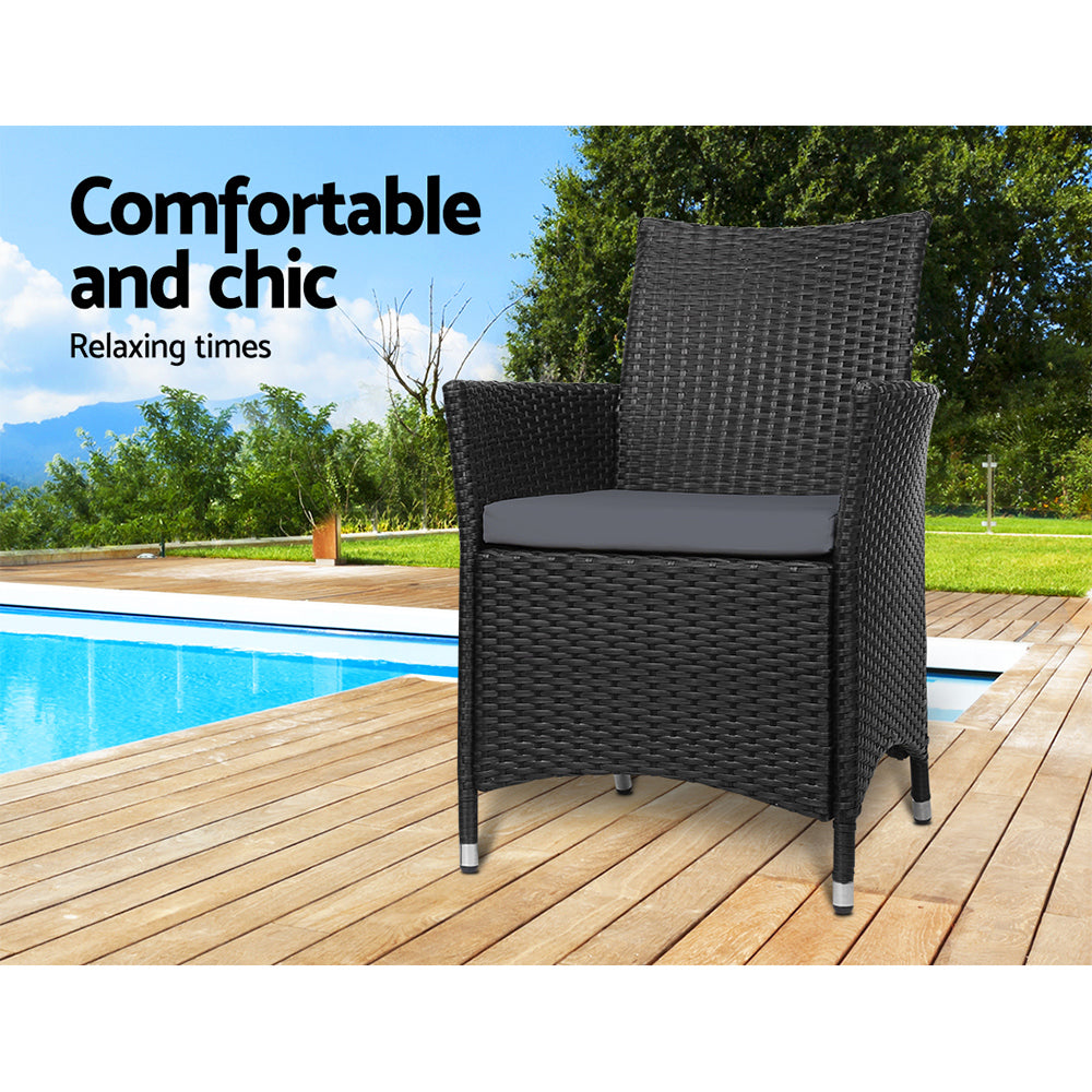 Gardeon Outdoor Dining Chairs Patio Furniture Wicker Garden Cushion Idris 2PC 7