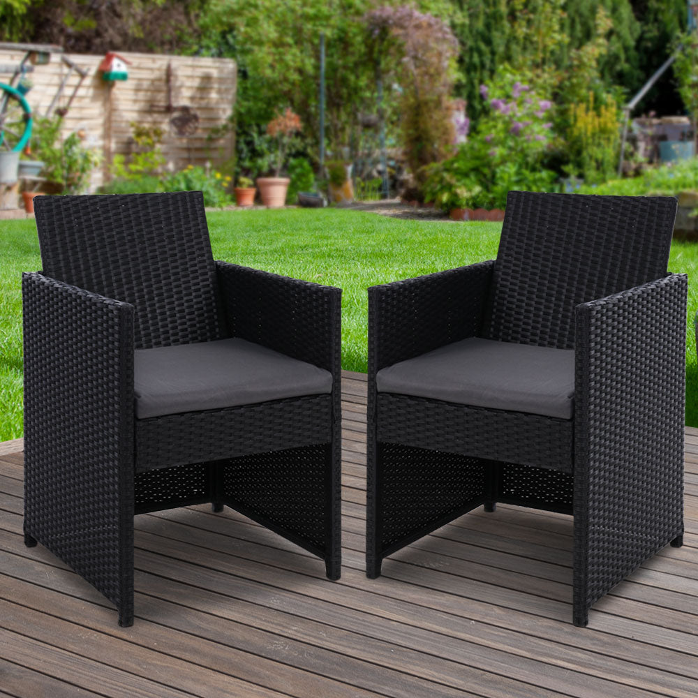 Gardeon 2PC Outdoor Dining Chairs Patio Furniture Wicker Garden Cushion Hugo 7