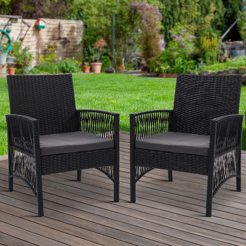 Gardeon 2PC Outdoor Dining Chairs Patio Furniture Wicker Lounge Chair Garden 8