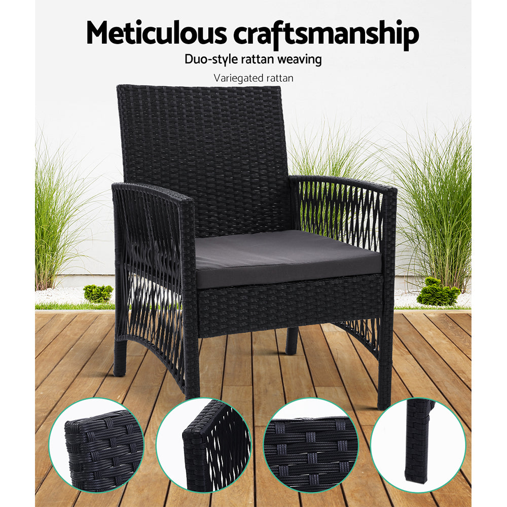 Gardeon 2PC Outdoor Dining Chairs Patio Furniture Wicker Lounge Chair Garden 9