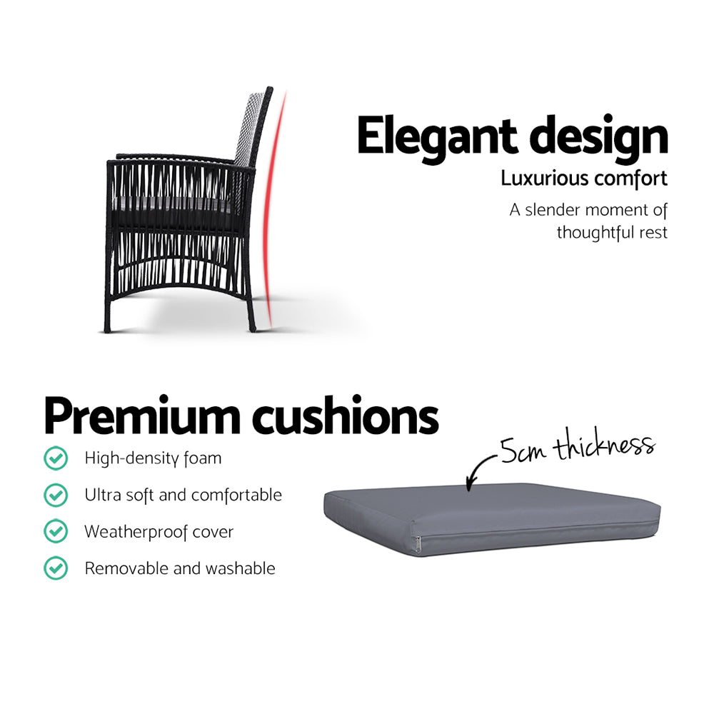 Gardeon 2PC Outdoor Dining Chairs Patio Furniture Wicker Lounge Chair Garden 10