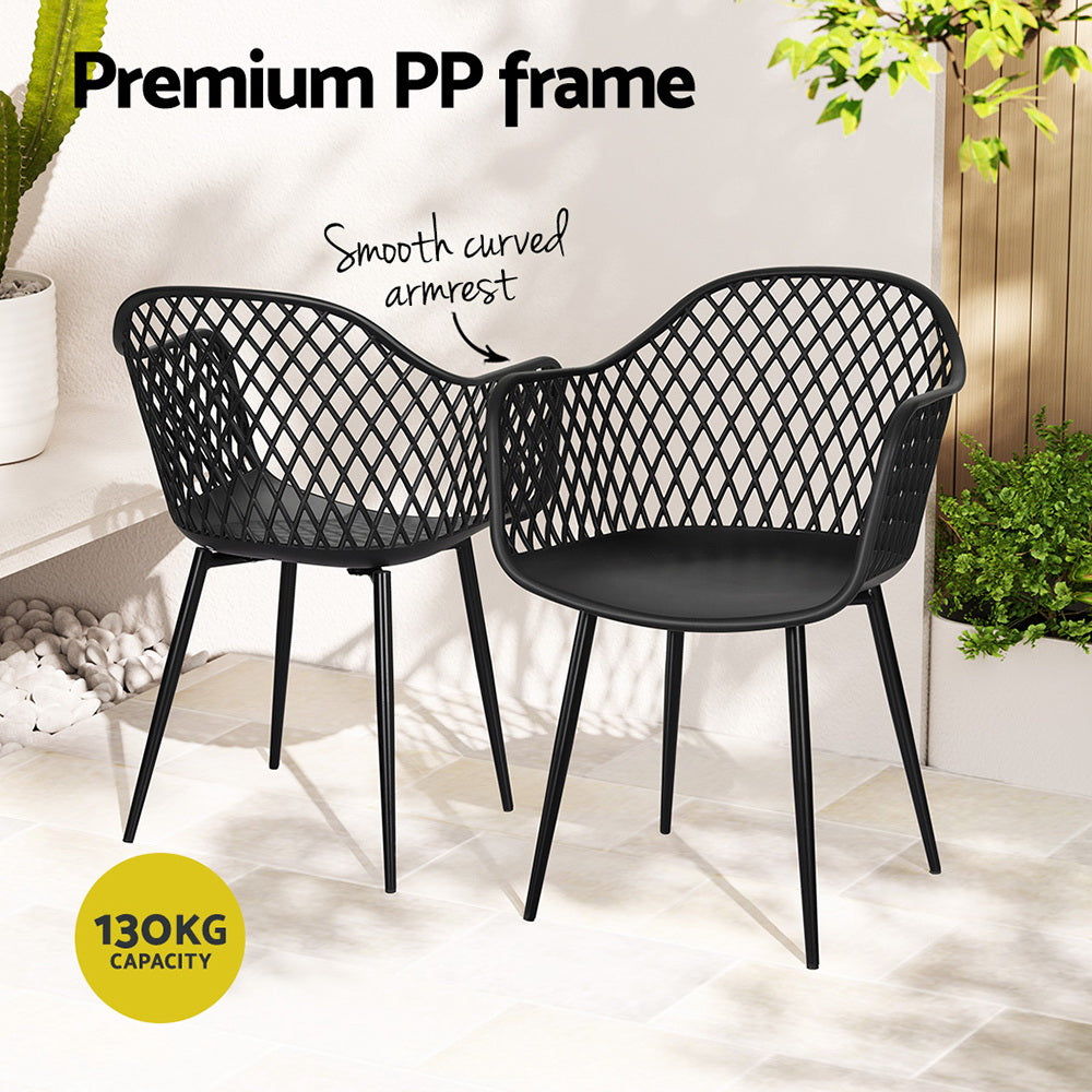 Gardeon 4PC Outdoor Dining Chairs PP Lounge Chair Patio Furniture Garden Black 5