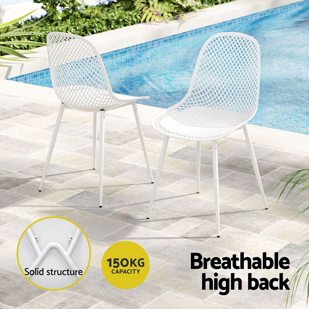 Gardeon 4PC Outdoor Dining Chairs PP Lounge Chair Patio Garden Furniture White 6