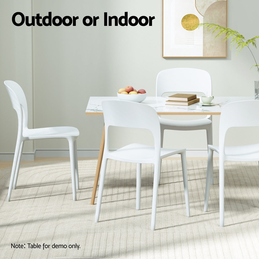 Gardeon 4PC Outdoor Dining Chairs Stackable PP Patio Chair Garden Furniture White 6